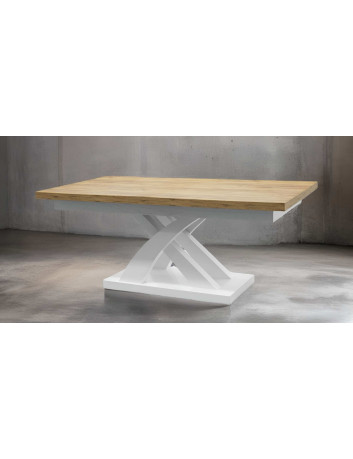 NOWOCZESNY STÓŁ X DREWNIANY S29 BIAŁE PODWÓJNE NOGI